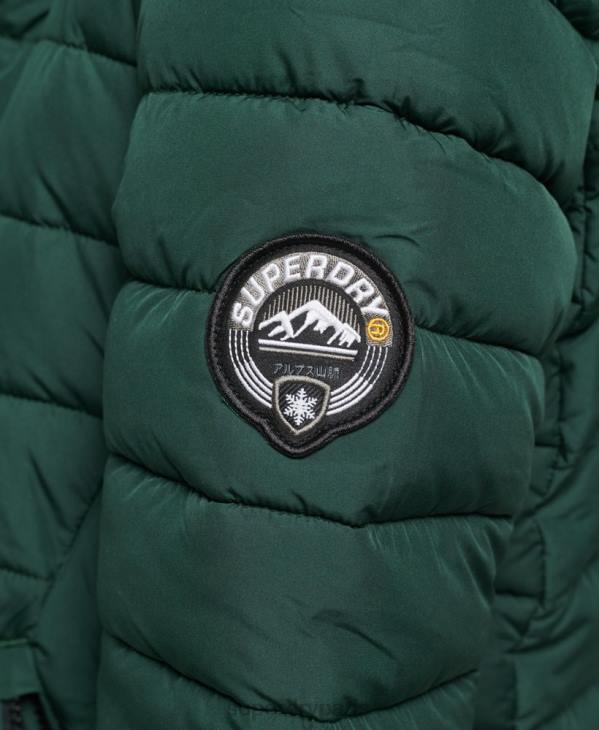 Superdry femmes doudoune longue légère à capuche en fausse fourrure D64Z3702 vêtements vert