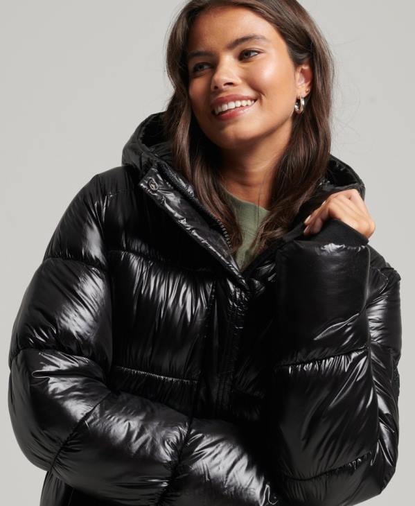 Superdry femmes doudoune longue xpd sports D64Z3683 vêtements noir