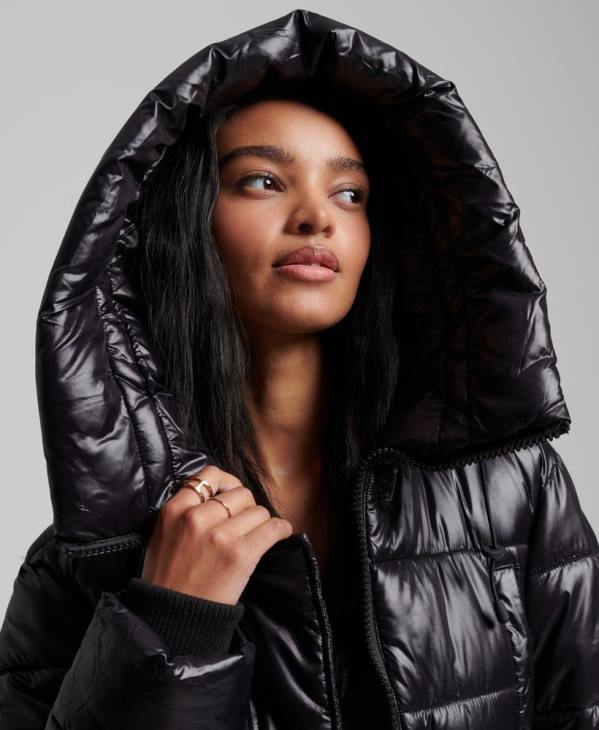 Superdry femmes duvet long ultra brillant D64Z5642 vêtements noir