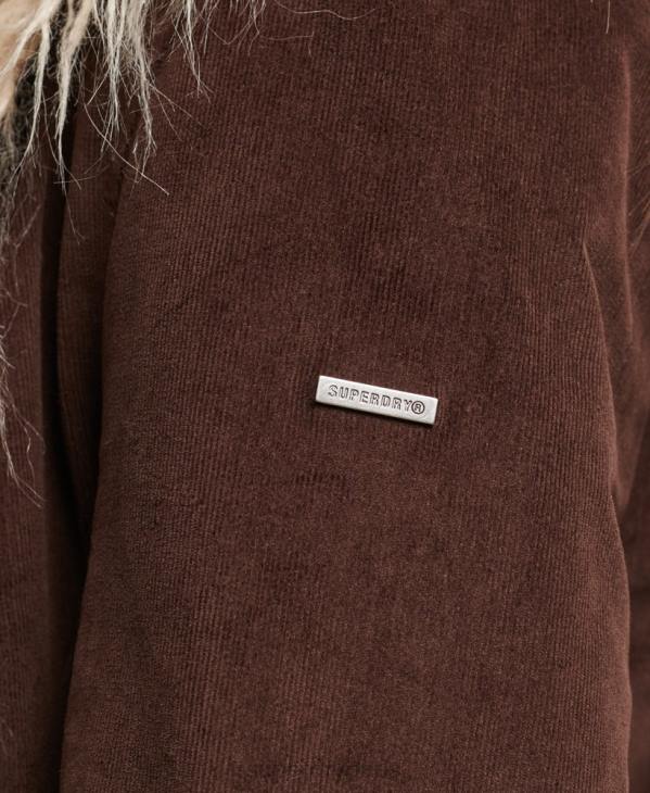 Superdry femmes manteau afghan long doublé de fausse fourrure D64Z3813 vêtements brun