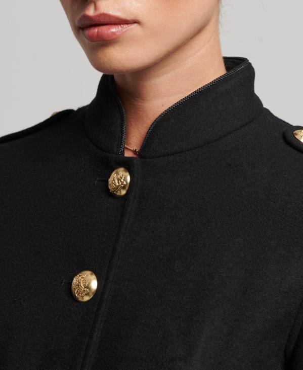 Superdry femmes manteau court en laine militaire D64Z3763 vêtements noir