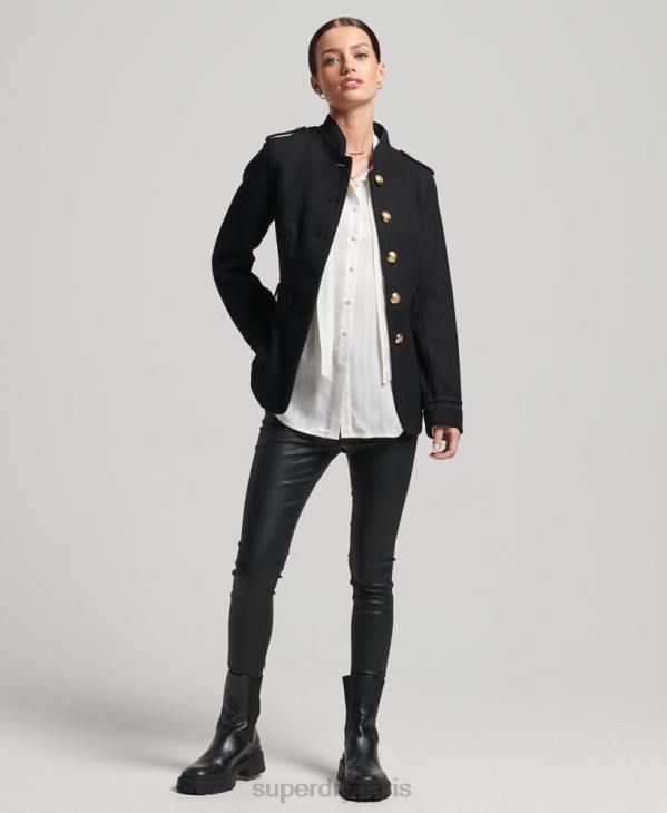 Superdry femmes manteau court en laine militaire D64Z3763 vêtements noir