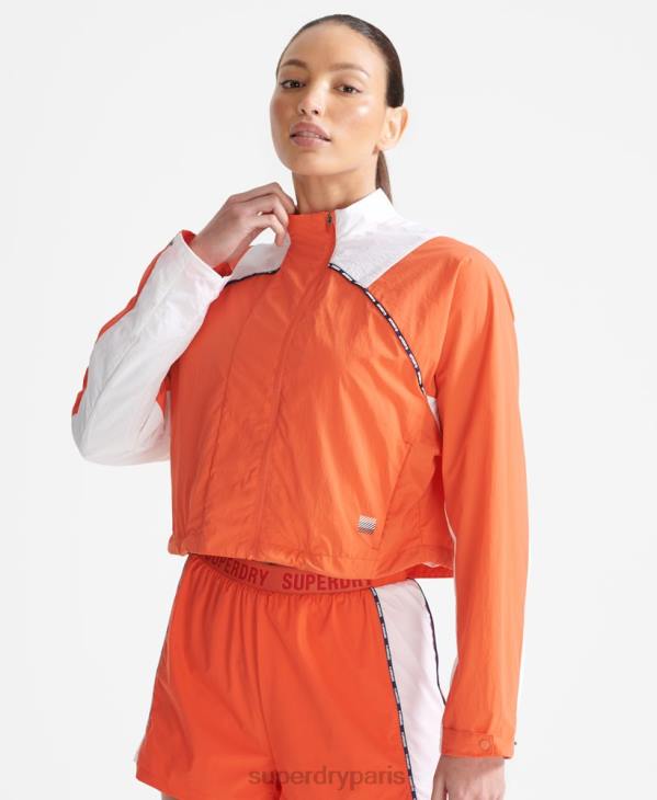 Superdry femmes manteau court imperméable run D64Z5594 vêtements orange