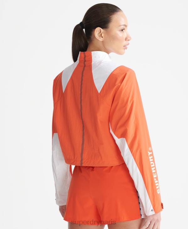 Superdry femmes manteau court imperméable run D64Z5594 vêtements orange