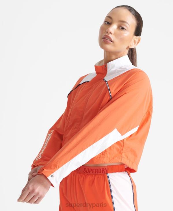 Superdry femmes manteau court imperméable run D64Z5594 vêtements orange