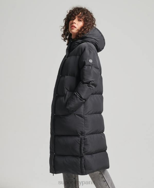 Superdry femmes manteau de couette long D64Z3706 vêtements noir