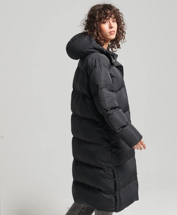 Superdry femmes manteau de couette long D64Z3706 vêtements noir