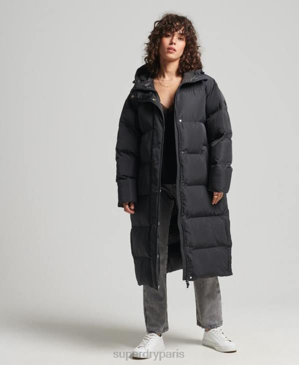 Superdry femmes manteau de couette long D64Z3706 vêtements noir