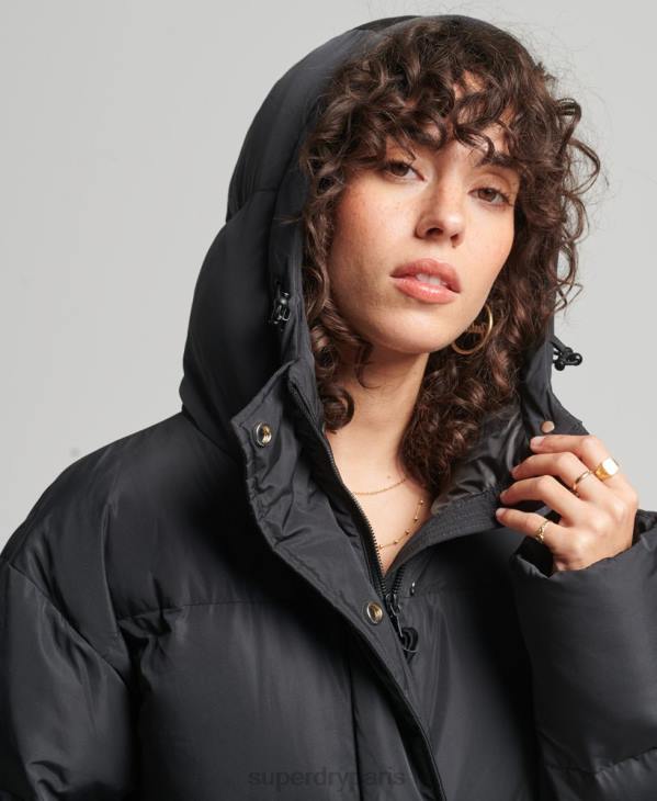 Superdry femmes manteau de couette long D64Z3706 vêtements noir