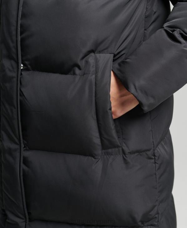 Superdry femmes manteau de couette long D64Z3706 vêtements noir