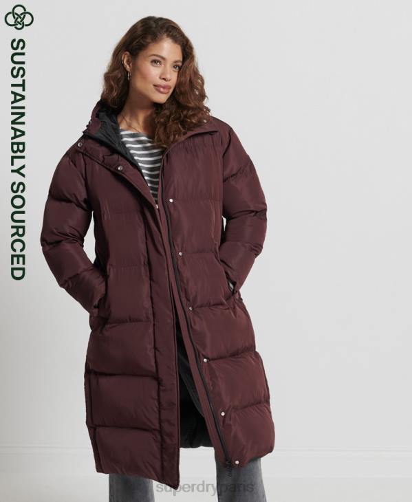 Superdry femmes manteau de couette long D64Z3707 vêtements rouge