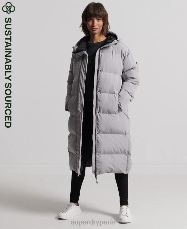 Superdry femmes manteau de couette long D64Z3822 vêtements gris clair