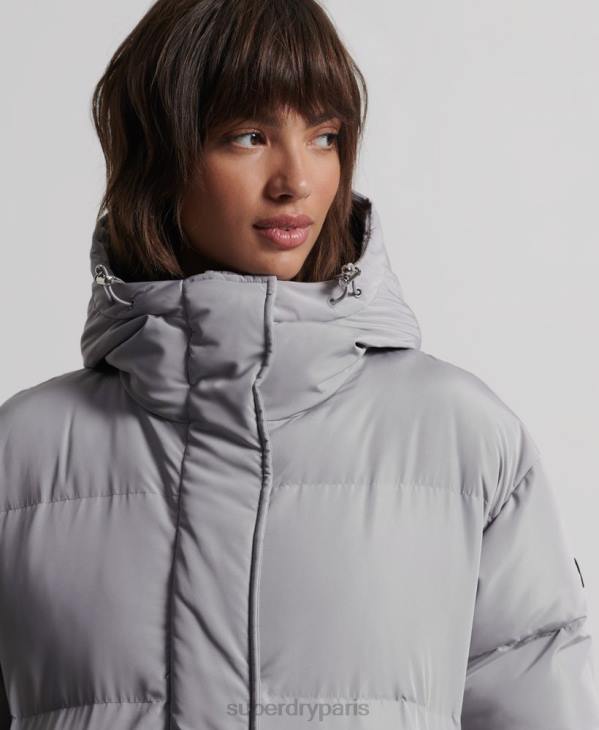 Superdry femmes manteau de couette long D64Z3822 vêtements gris clair