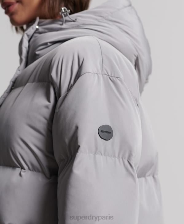 Superdry femmes manteau de couette long D64Z3822 vêtements gris clair
