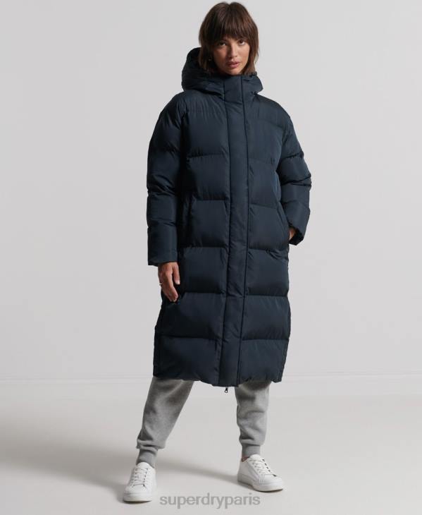 Superdry femmes manteau de couette long D64Z3827 vêtements marine