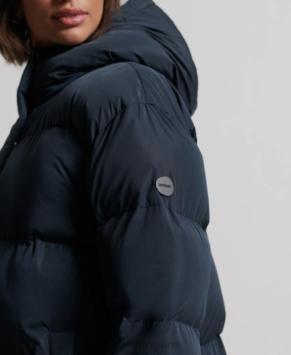 Superdry femmes manteau de couette long D64Z3827 vêtements marine