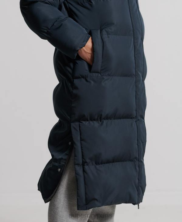 Superdry femmes manteau de couette long D64Z3827 vêtements marine