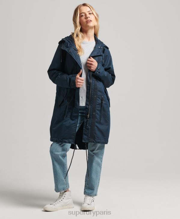 Superdry femmes manteau de parka de terrain D64Z3545 vêtements marine