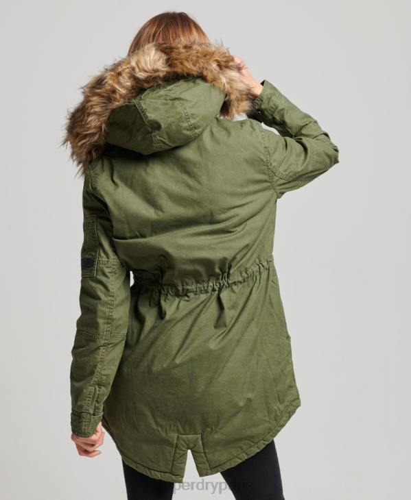 Superdry femmes manteau de parka de terrain D64Z5538 vêtements vert