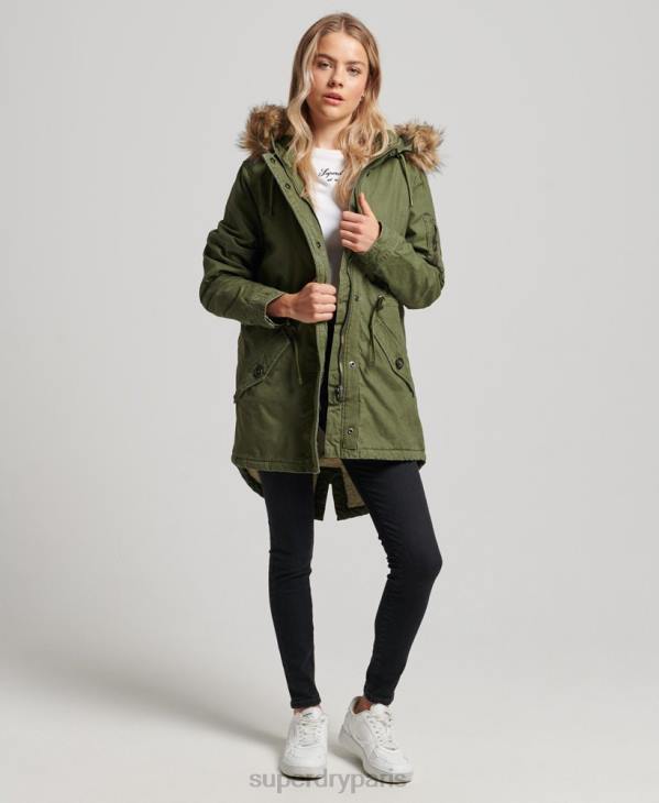 Superdry femmes manteau de parka de terrain D64Z5538 vêtements vert