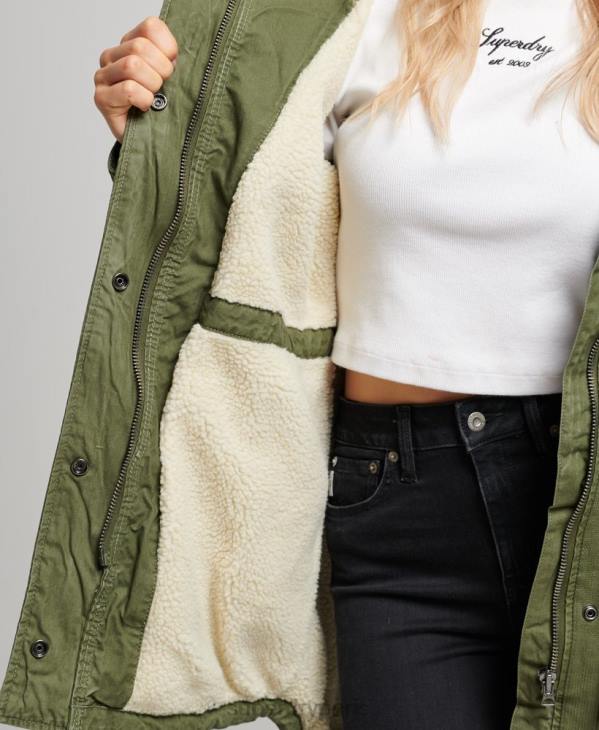 Superdry femmes manteau de parka de terrain D64Z5538 vêtements vert