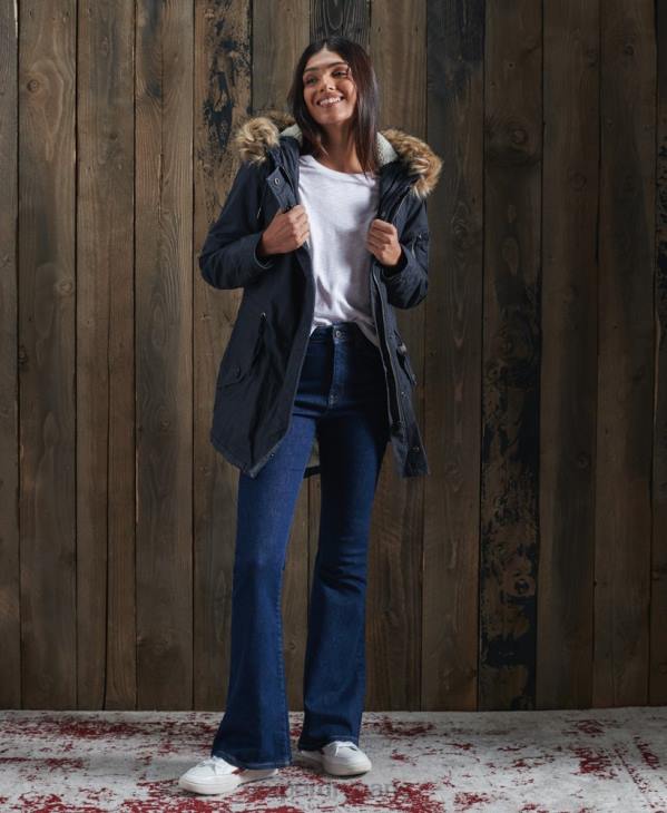 Superdry femmes manteau de parka de terrain D64Z5624 vêtements marine