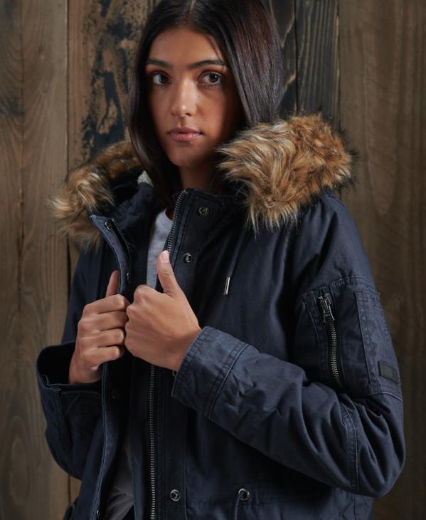Superdry femmes manteau de parka de terrain D64Z5624 vêtements marine