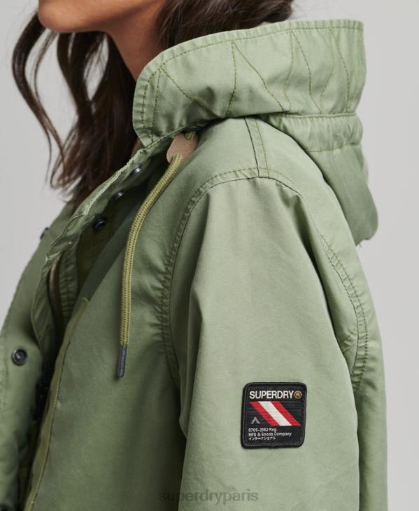 Superdry femmes manteau de parka de terrain D64Z5663 vêtements kaki