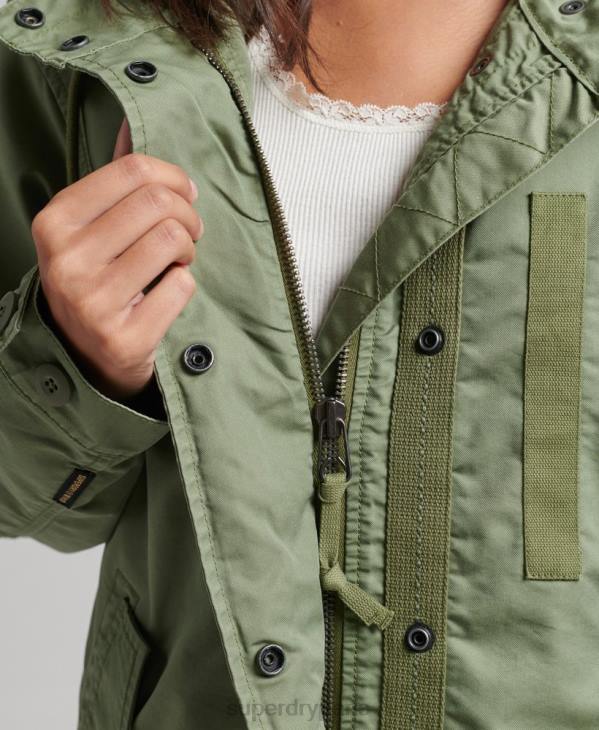 Superdry femmes manteau de parka de terrain D64Z5663 vêtements kaki