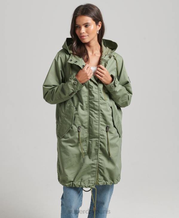 Superdry femmes manteau de parka de terrain D64Z5663 vêtements kaki
