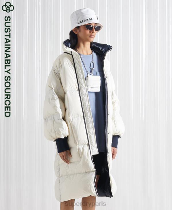 Superdry femmes manteau en duvet réversible sdx en édition limitée D64Z5627 vêtements crème