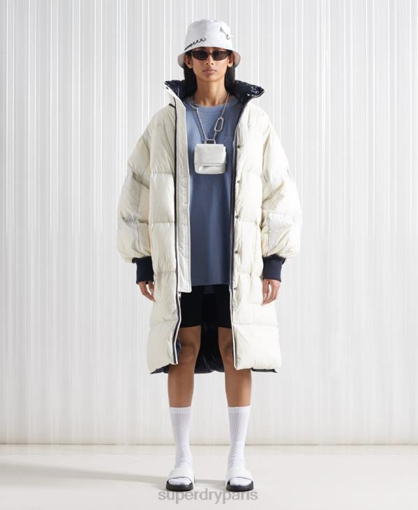Superdry femmes manteau en duvet réversible sdx en édition limitée D64Z5627 vêtements crème