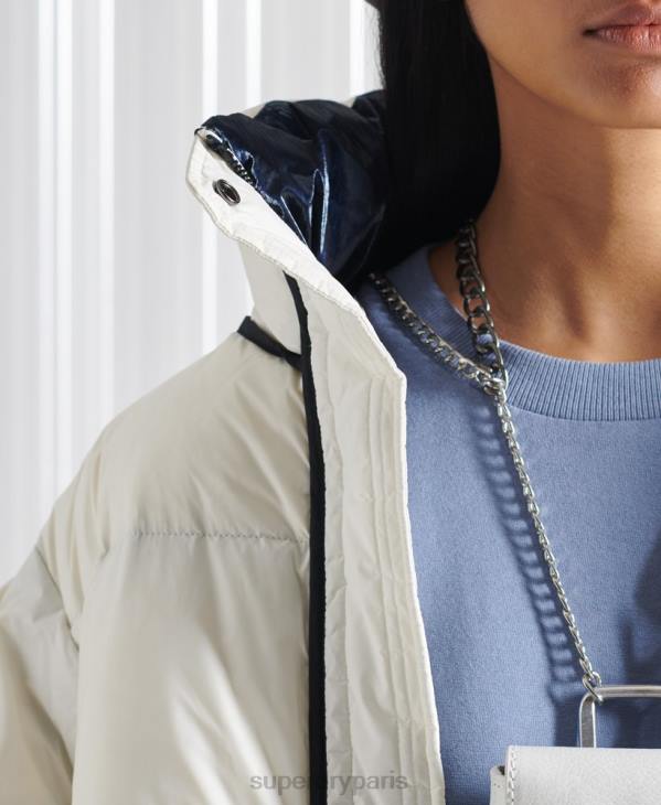 Superdry femmes manteau en duvet réversible sdx en édition limitée D64Z5627 vêtements crème