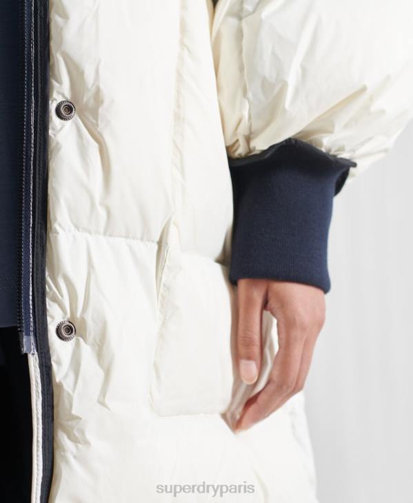 Superdry femmes manteau en duvet réversible sdx en édition limitée D64Z5627 vêtements crème