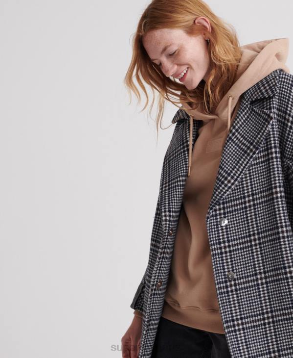 Superdry femmes manteau en laine koben D64Z3858 vêtements noir