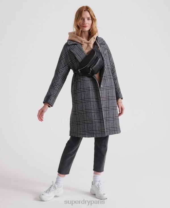 Superdry femmes manteau en laine koben D64Z3858 vêtements noir