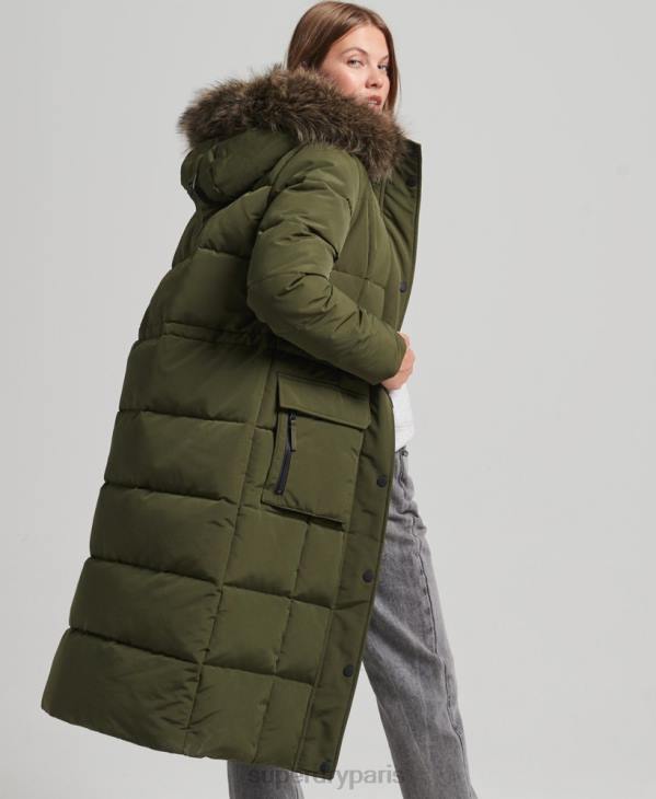 Superdry femmes manteau everest long en fausse fourrure D64Z3681 vêtements vert