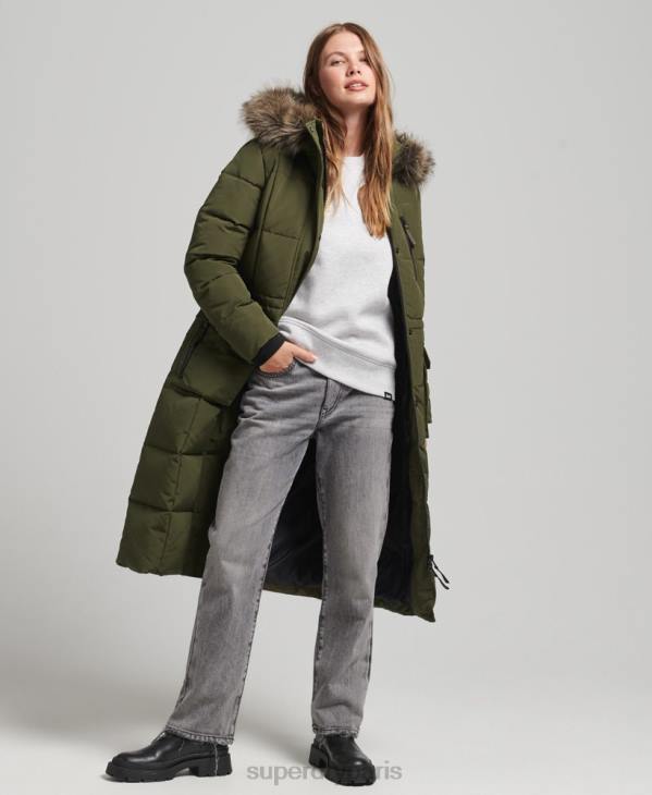 Superdry femmes manteau everest long en fausse fourrure D64Z3681 vêtements vert