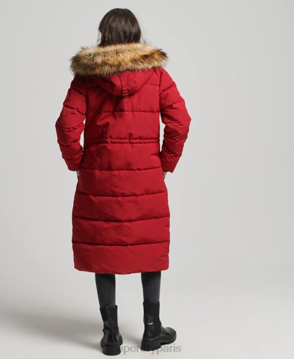 Superdry femmes manteau everest long en fausse fourrure D64Z3682 vêtements rouge