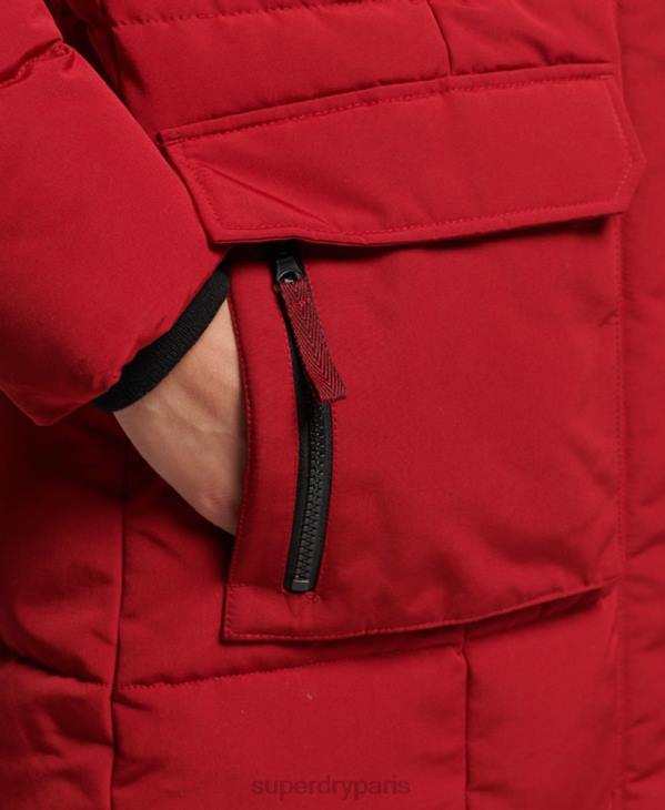 Superdry femmes manteau everest long en fausse fourrure D64Z3682 vêtements rouge