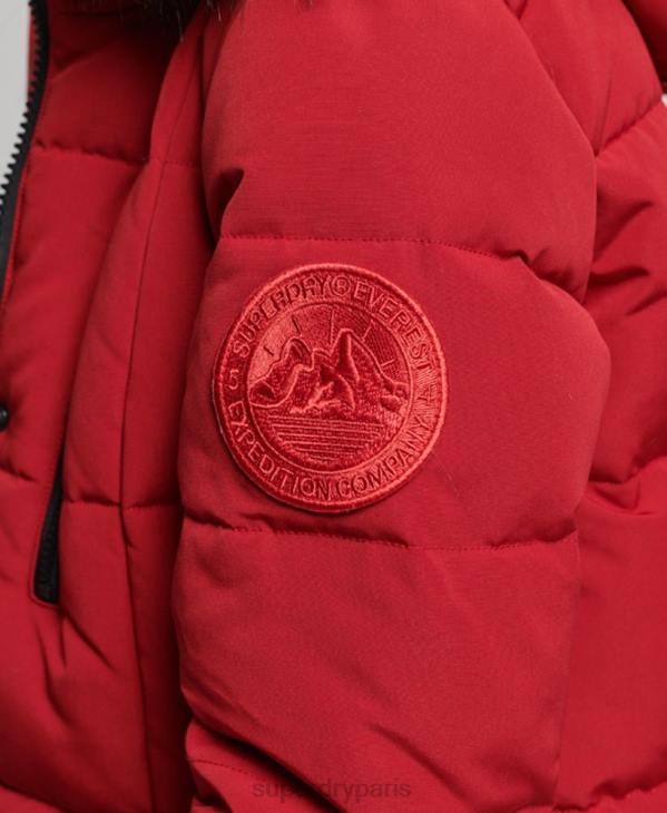 Superdry femmes manteau everest long en fausse fourrure D64Z3682 vêtements rouge