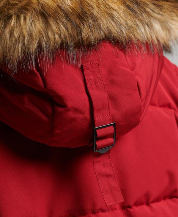 Superdry femmes manteau everest long en fausse fourrure D64Z3682 vêtements rouge