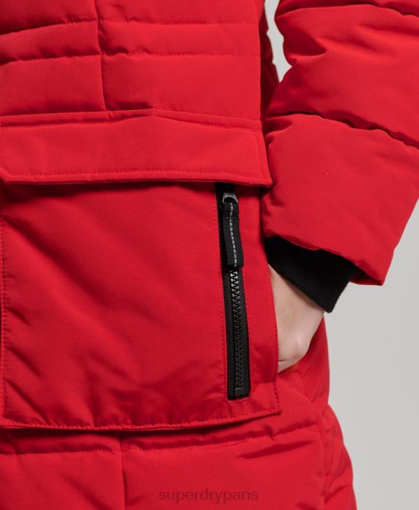 Superdry femmes manteau everest long en fausse fourrure D64Z3810 vêtements rouge