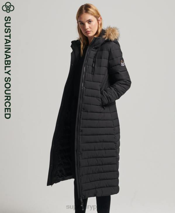 Superdry femmes manteau fuji super long D64Z3777 vêtements noir