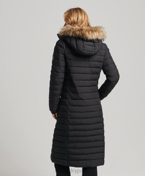 Superdry femmes manteau fuji super long D64Z3777 vêtements noir