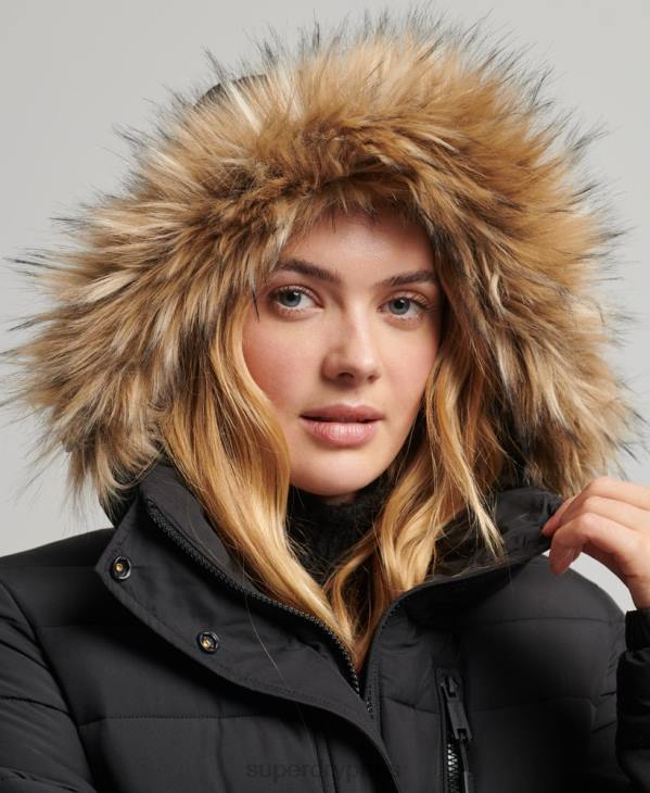 Superdry femmes manteau fuji super long D64Z3777 vêtements noir
