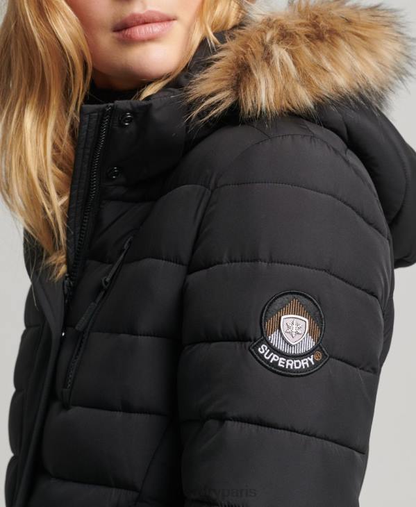 Superdry femmes manteau fuji super long D64Z3777 vêtements noir
