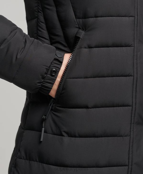 Superdry femmes manteau fuji super long D64Z3777 vêtements noir