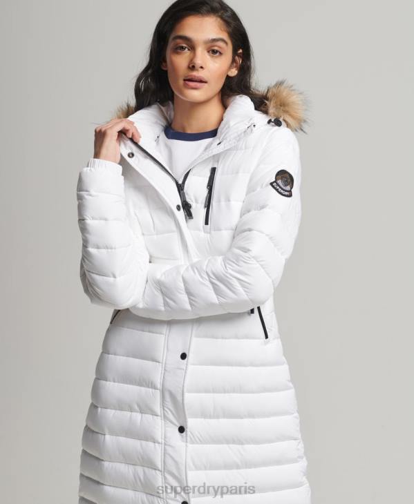 Superdry femmes manteau fuji super long D64Z3778 vêtements blanc