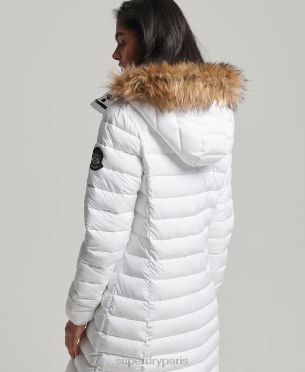 Superdry femmes manteau fuji super long D64Z3778 vêtements blanc